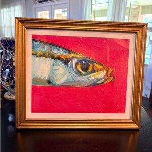 Sardine Fish Framed Art | 8x10 Gold Frame Pink Statement Decor